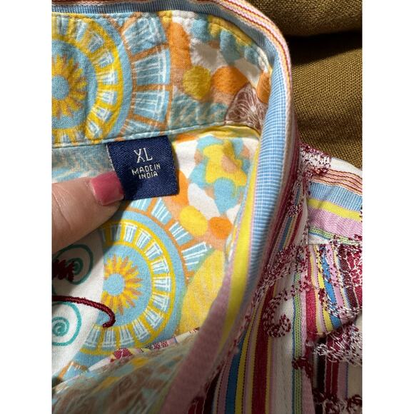 Robert Graham Striped Embroidered Button Down Contrast XL - Picture 6 of 8